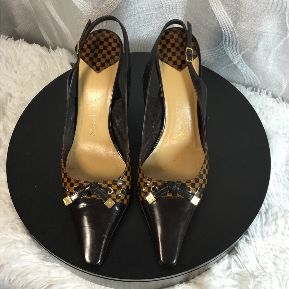 Louis Vuitton Black and Brown Checkered Heels